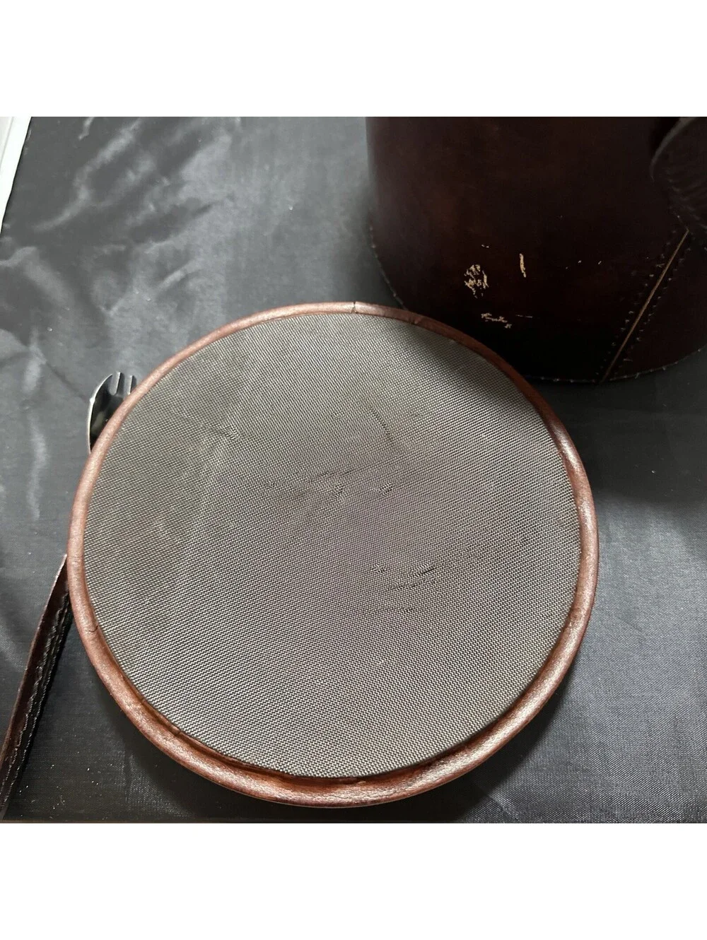 Pottery Barn Faux Leather Ice Bucket With Tongs￼